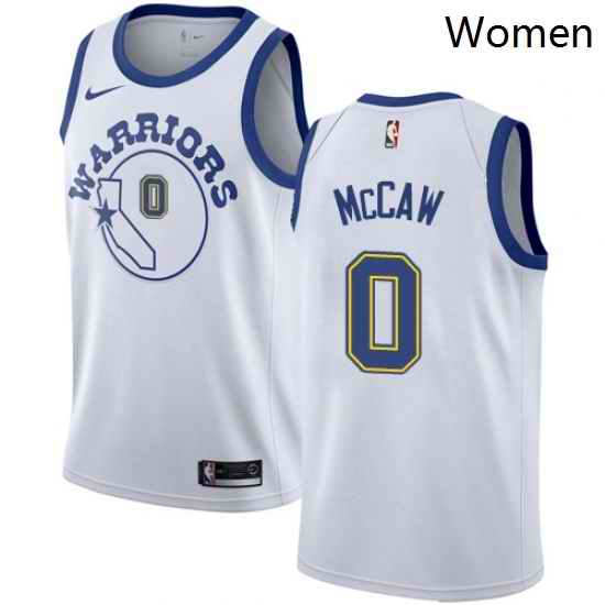 Womens Nike Golden State Warriors 0 Patrick McCaw Authentic White Hardwood Classics NBA Jersey